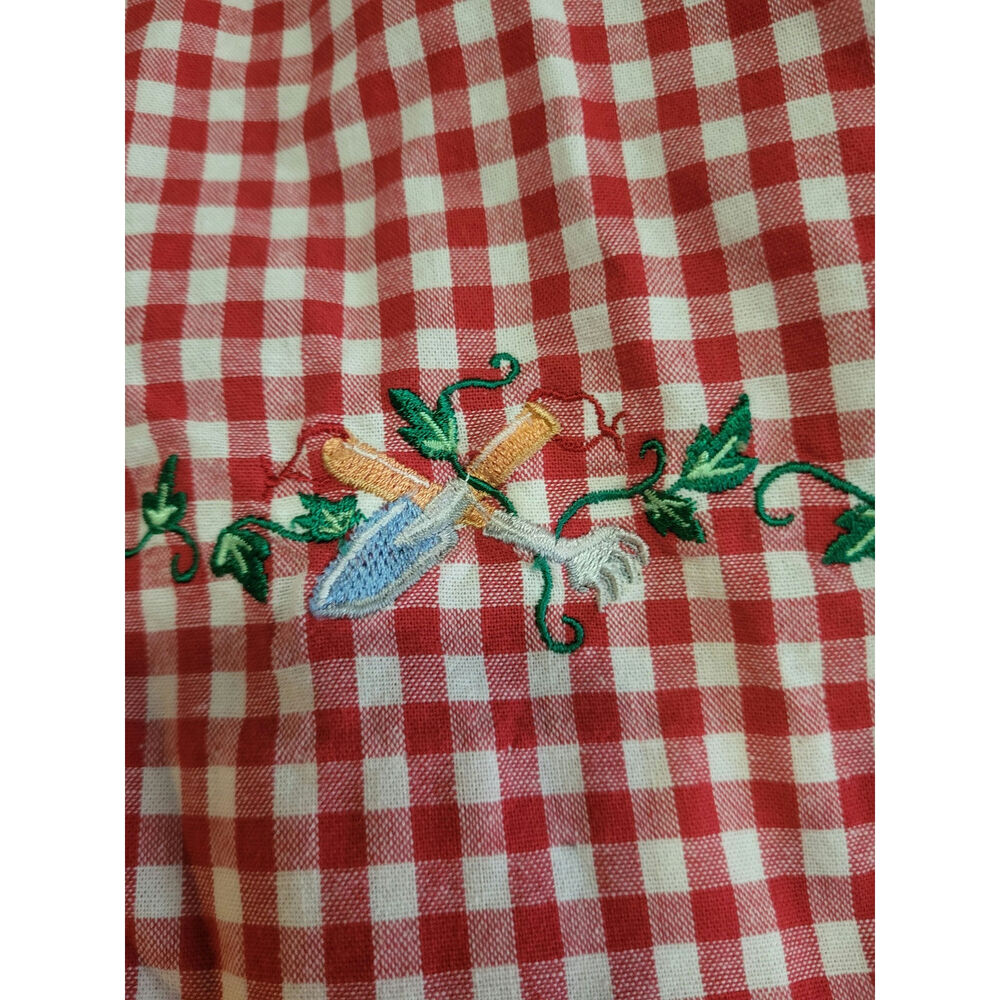 Vintage Cottagecore Farmercore Cotton Garden Gingham Embroidered Retro S GUC - Picture 6 of 10